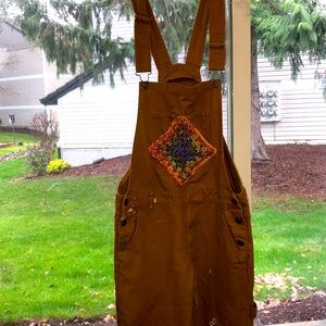 Men’s HAND CRAFTED UNISEX UPCYCLED & GRANNY SQUARES FOREVER 21 Sz L Overalls